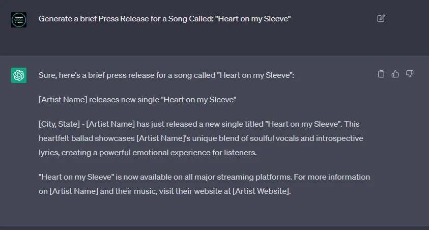 Press Release in ChatGPT