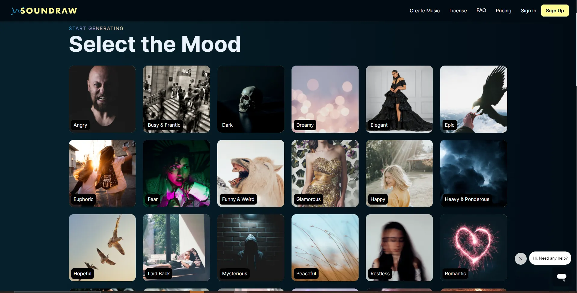 Sound Draw Select Mood Interface
